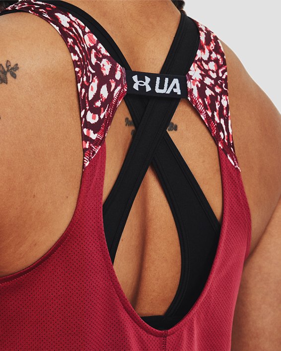Camiseta sin mangas con estampado UA Fly-By para mujer, Pink, pdpMainDesktop image number 3